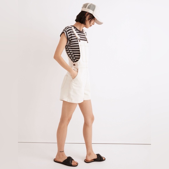 NWT Madewell Denim Corsica Short Overalls in Vintage Canvas Wash - Picture 2 of 9